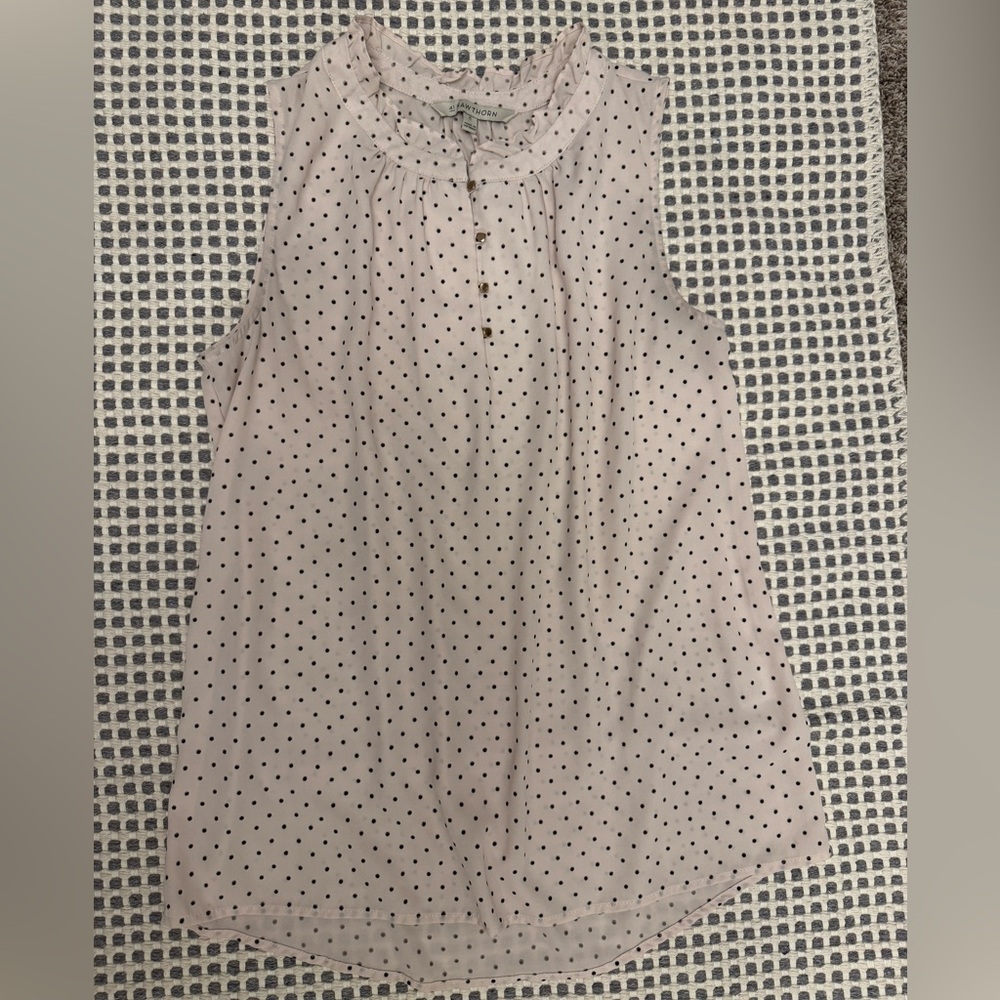 41 Hawthorn dotted high neck silk blouse